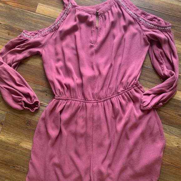 Knox Rose Cold Shoulder Long Sleeve Metal Studded Boho Romper Size XL - Picture 6 of 10